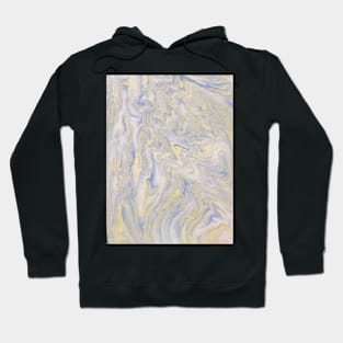 Blue, white, yellow, acrylic pour. Hoodie